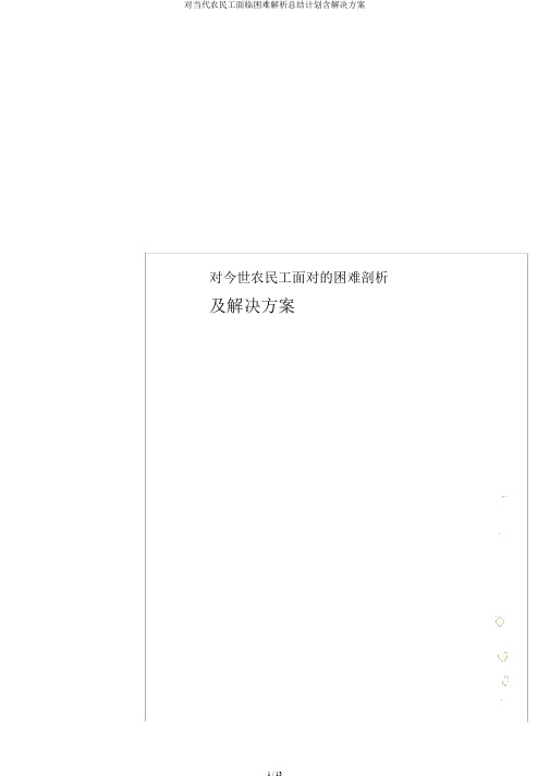 对当代农民工面临困难解析总结计划含解决方案