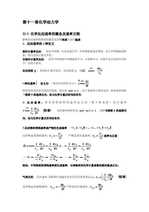 物理化学第十一章化学动力学