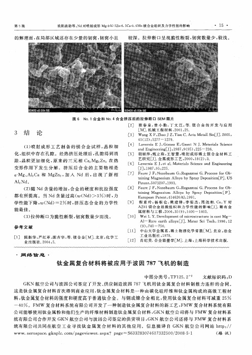 钛金属复合材料将被应用于波因787飞机的制造