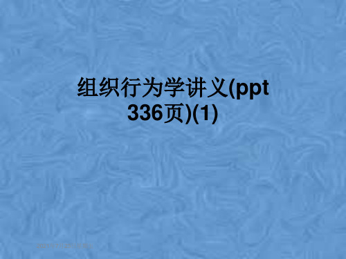 组织行为学讲义(ppt 336页)(1)