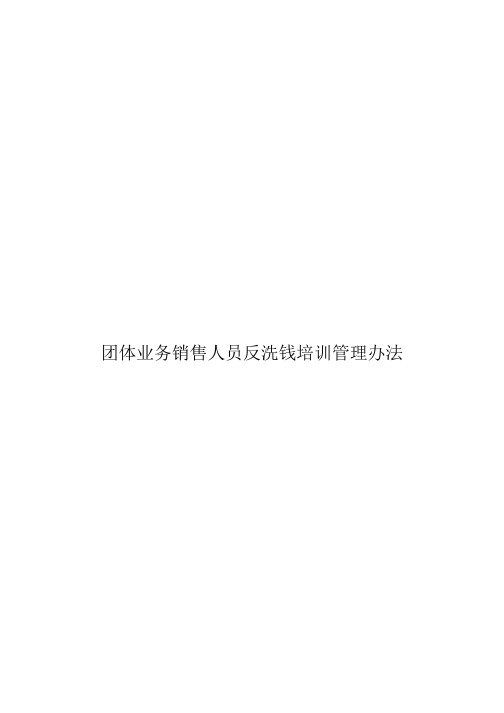 团体业务销售人员反洗钱培训管理办法