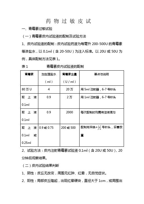 皮试液的配制