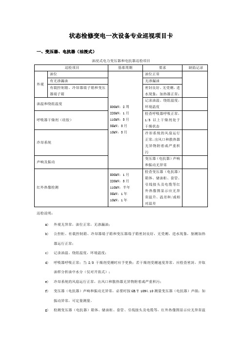 变电一次设备巡视项目卡