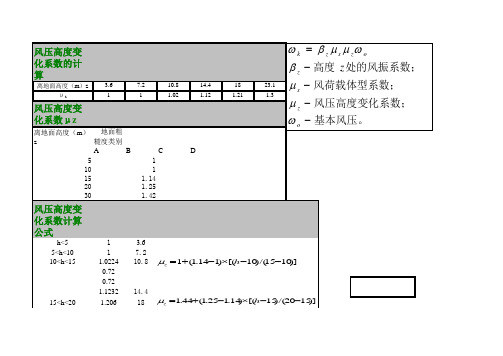 风荷载计算表格_xls