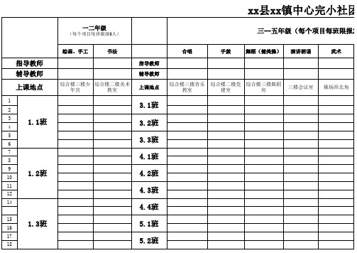 xx镇中心完小xx社团报名表