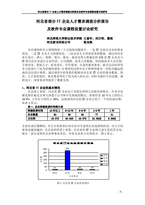 河北省部分IT企业人才需求调查分析报告