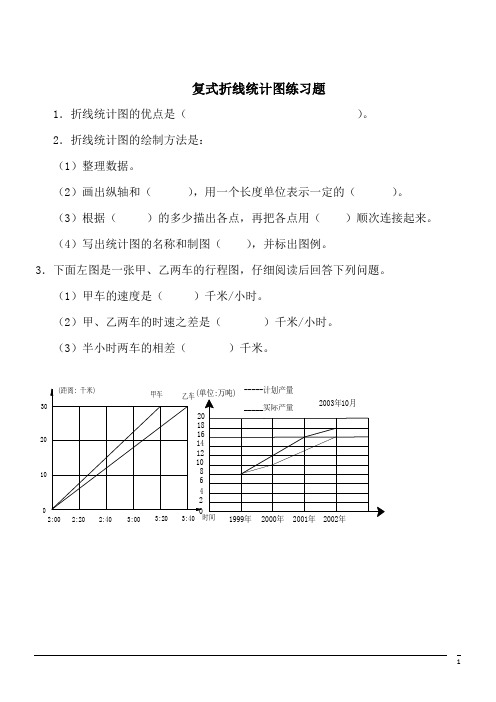 数学五年级下北师大版8.2复式折线统计图同步练习