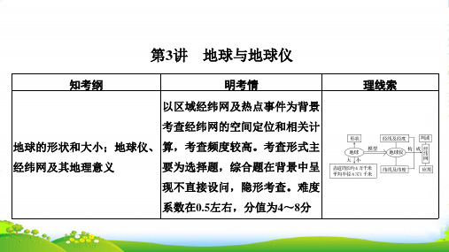 版地理高三一轮复习系列《高考总复习》湘教版课件：第一部分 第一单元 第3讲地球与地球仪