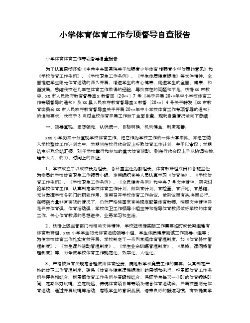 小学体育体育工作专项督导自查报告