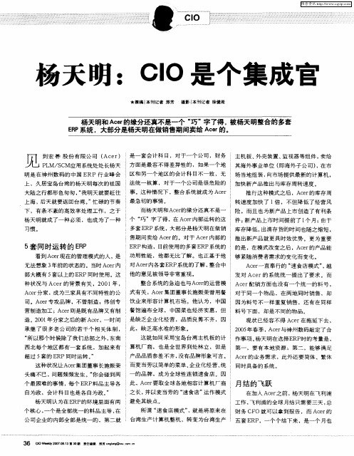 杨天明：CIO是个集成官