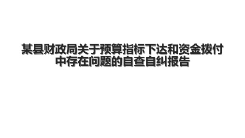 某县财政局关于预算指标下达和资金拨付中存在问题的自查自纠报告.pptx