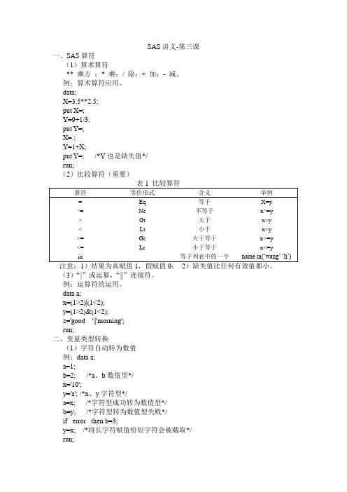SAS讲义-第三课