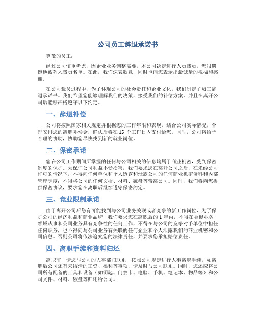 公司员工辞退承诺书