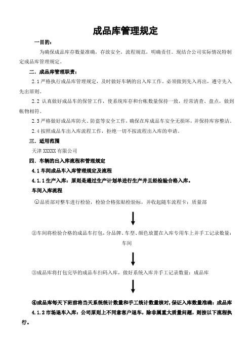 整车成品库管理规定