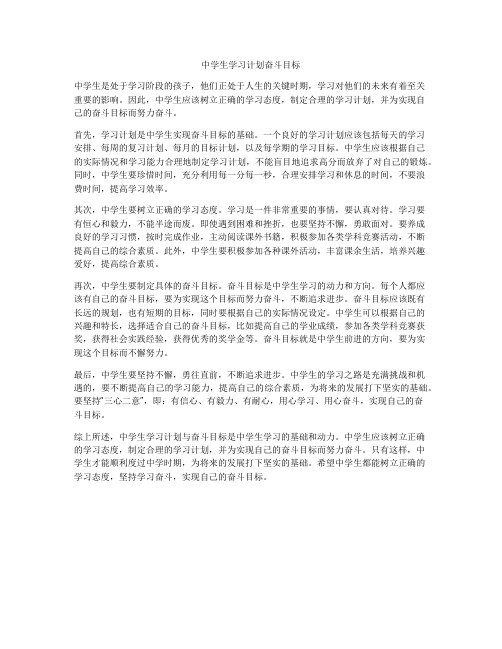 中学生学习计划奋斗目标