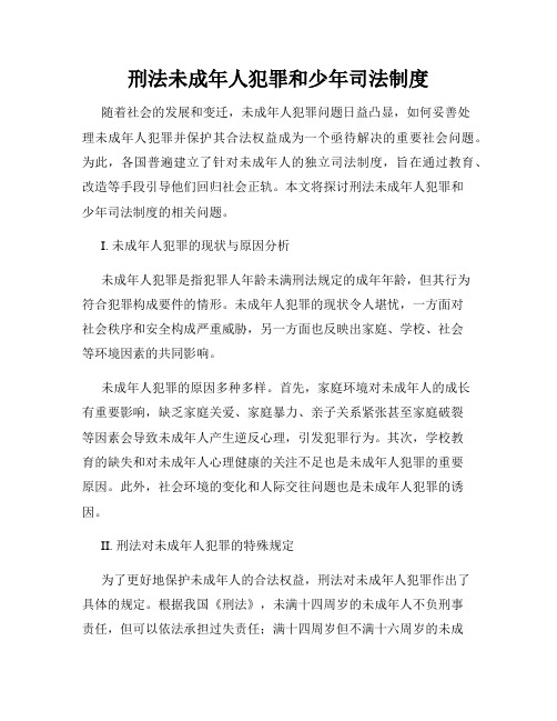 刑法未成年人犯罪和少年司法制度