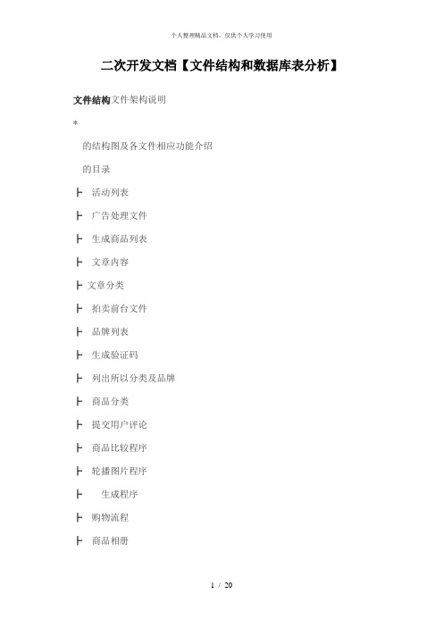 ECSHOP二次开发文档【文件结构和数据库表分析】