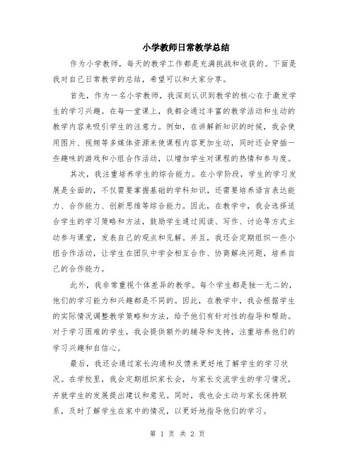 小学教师日常教学总结