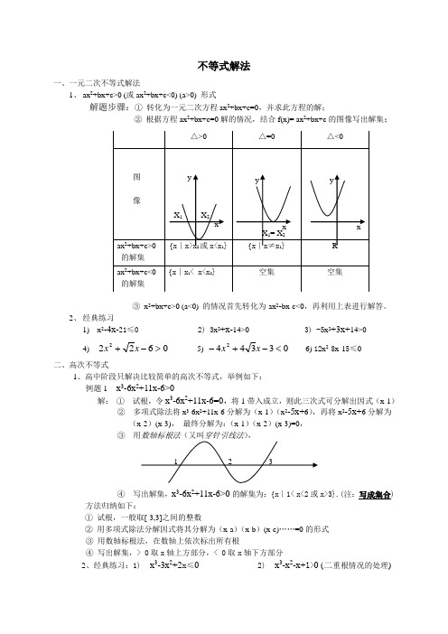 不等式解法的精辟总结