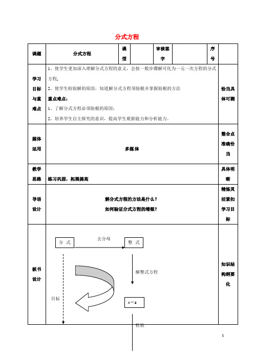 2020八年级数学上册第二章分式与分式方程分式方程3教案鲁教版五四制0