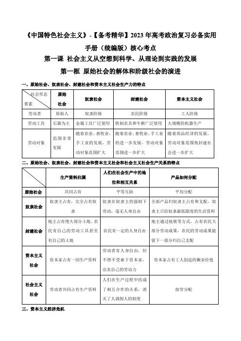 2023年高考政治复习必备实用手册(统编版)《中国特色社会主义》核心考点-【备考精华】