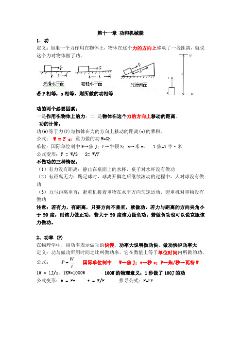 第十一、十二章 功、功率 机械效率各节知识点整理