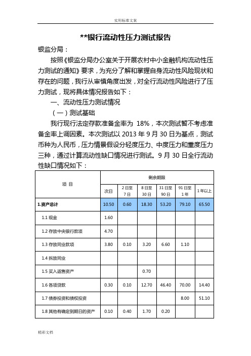 流动性压力测试报告材料