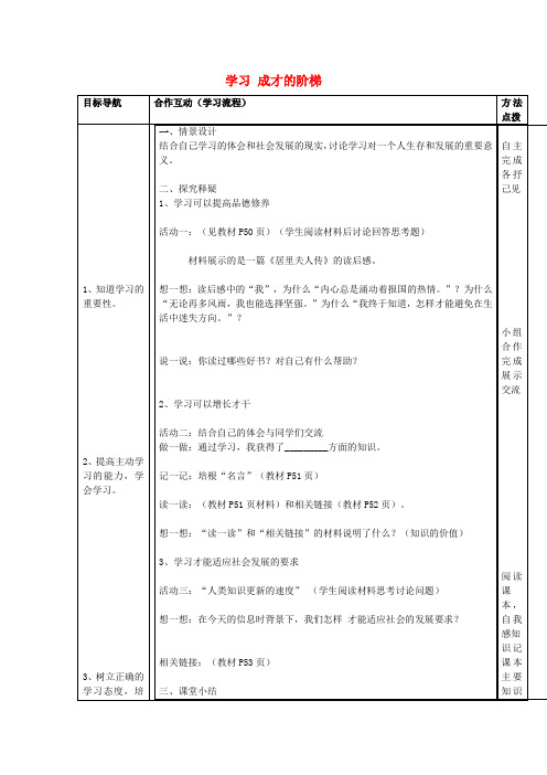 七年级政治上册 第四课 知识让人生更亮丽导学案(无答案) 鲁教版