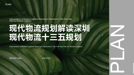 2023年深圳发布现代物流十三五规划 涉及“千亿投资工程”方案模板