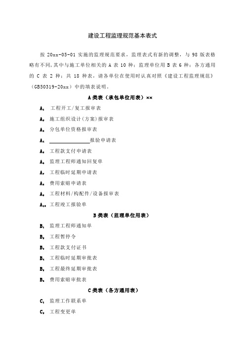 最新整理建设工程监理规范表样.doc