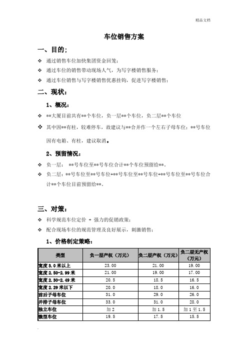 车位销售方案模板