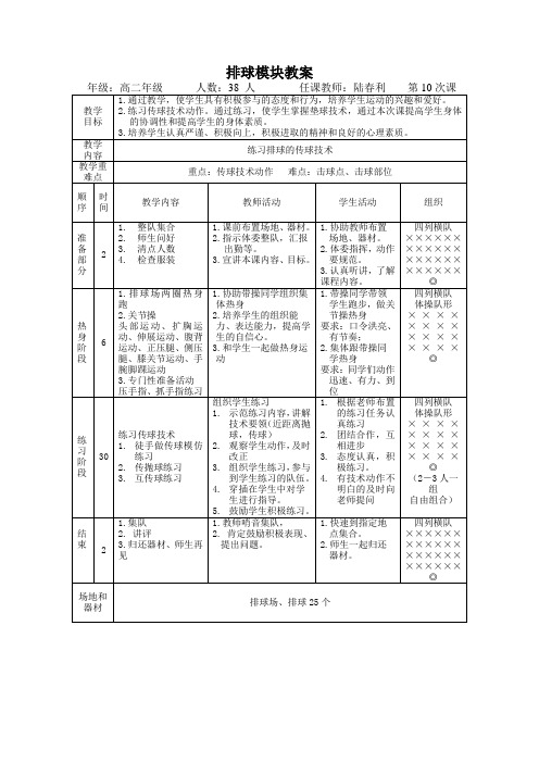 排球模块教案