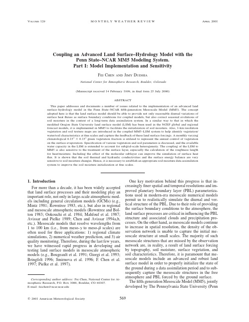 Coupling an Advanced Land Surface-Hydrology Model with the Penn State-NCAR MM5 Modeling System1