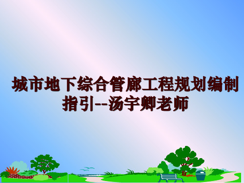 最新城市地下综合管廊工程规划编制指引--汤宇卿老师