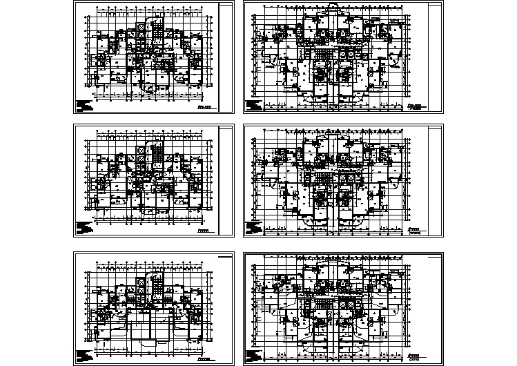 上海某地区一梯三户高层平面户型建筑设计CAD图