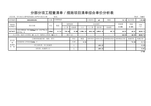 表-09分部分项工程量清单综合单价分析表