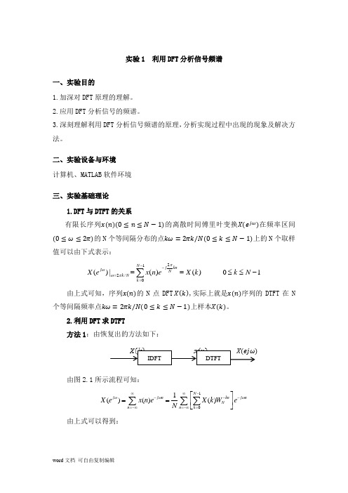 数字信号处理实验报告_完整版