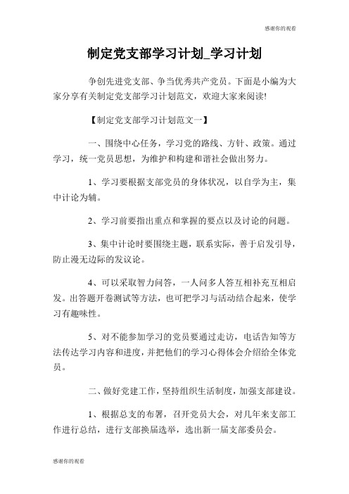 制定党支部学习计划学习计划.doc