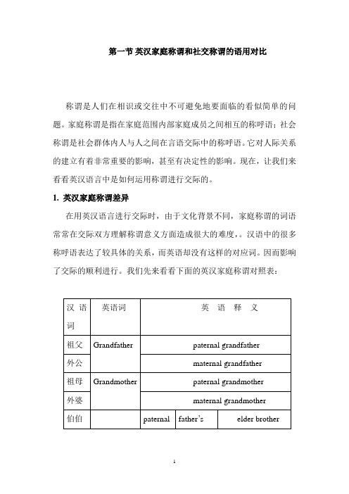 英汉称谓语及社交常用语对比..