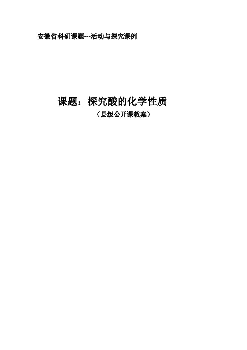 探究酸的化学性质 初中九年级化学教案教学设计课后反思 人教版