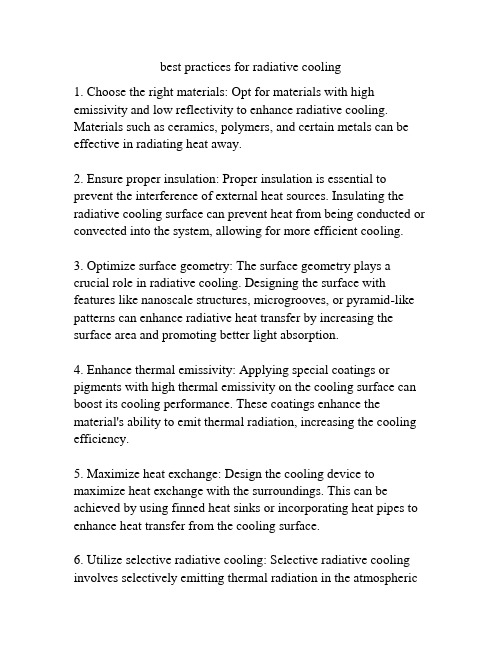 best practices for radiative cooling