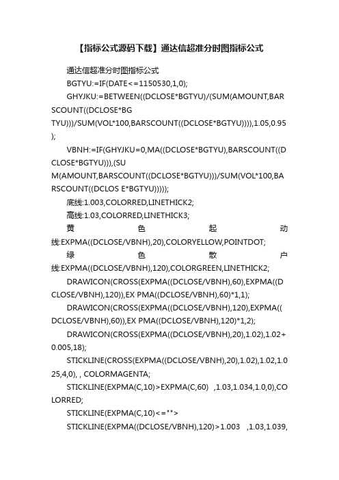 【指标公式源码下载】通达信超准分时图指标公式