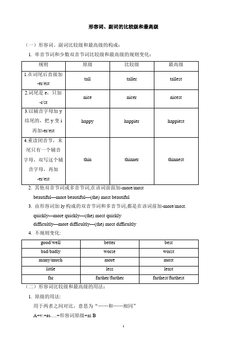 形容词副词比较级最高级