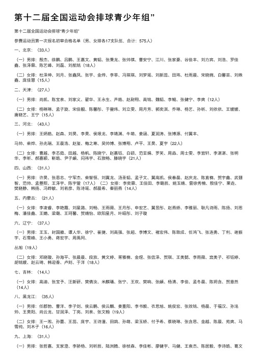 第十二届全国运动会排球青少年组”