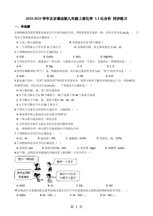 北京课改版九年级上册化学 5