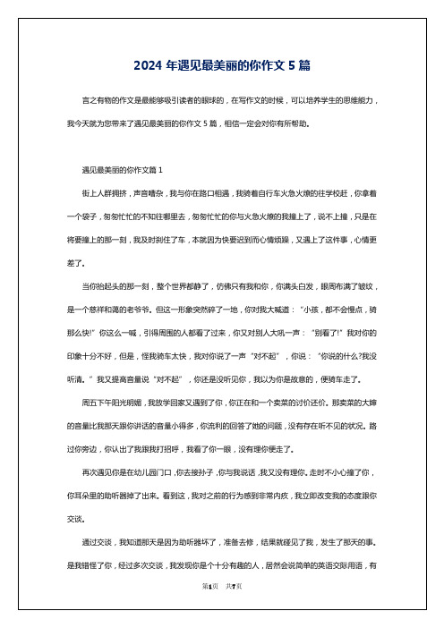 2024年遇见最美丽的你作文5篇