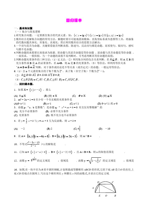 高考冲刺,回归课本--数学