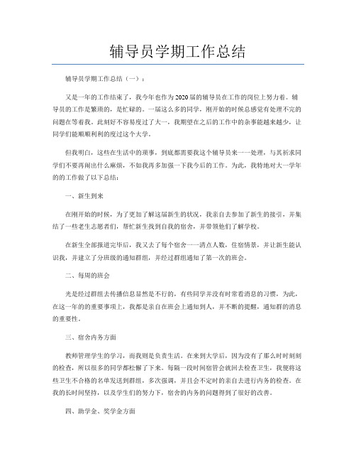 辅导员学期工作总结20篇