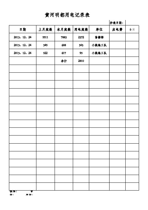 抄电表表格