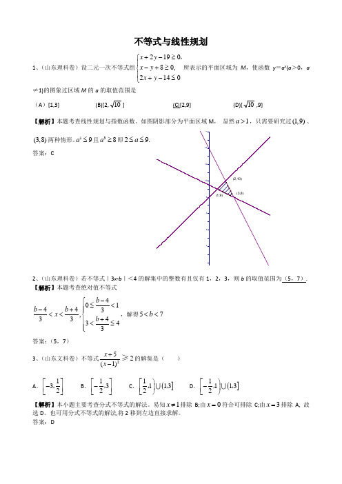 高中数学不等式与线性规划